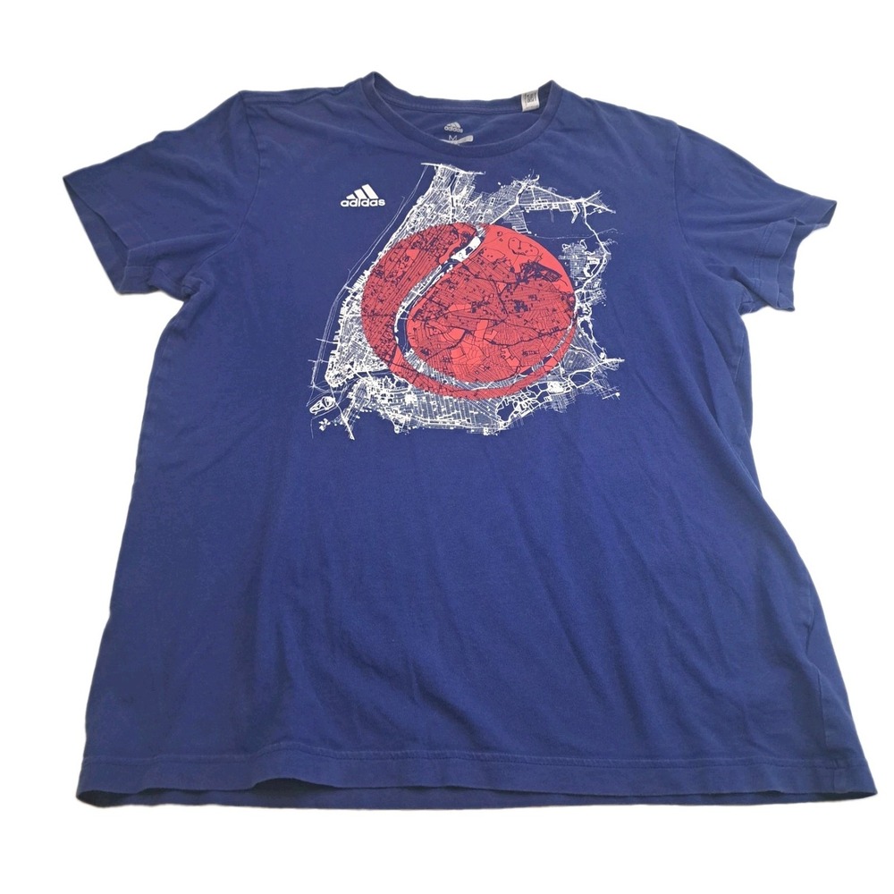 Adidas Tennis Graphic T-Shirt Mens M Blue Good Short Sleeve CE7370 Map Tee